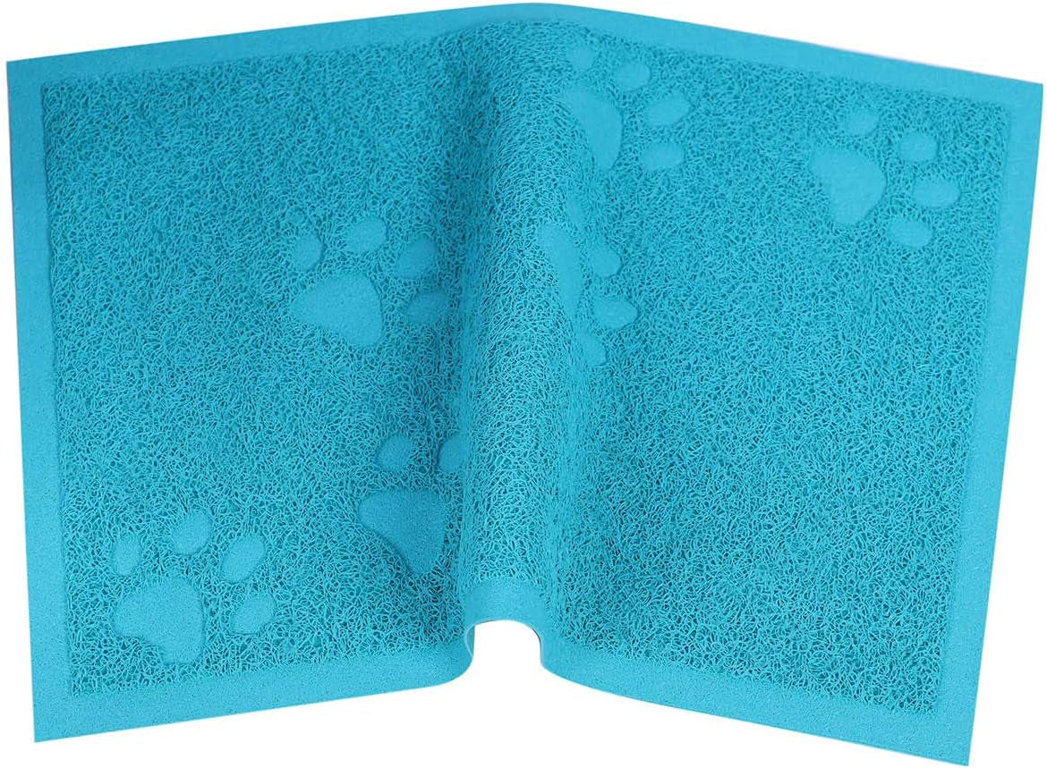 Cat Litter Box Mat for Floor Litter Trapping Mat Non-Slip Backing, Scatter Control, Easy Clean, Water Resistant, Soft on Paws (15.75" X 11.75",Lake Blue)
