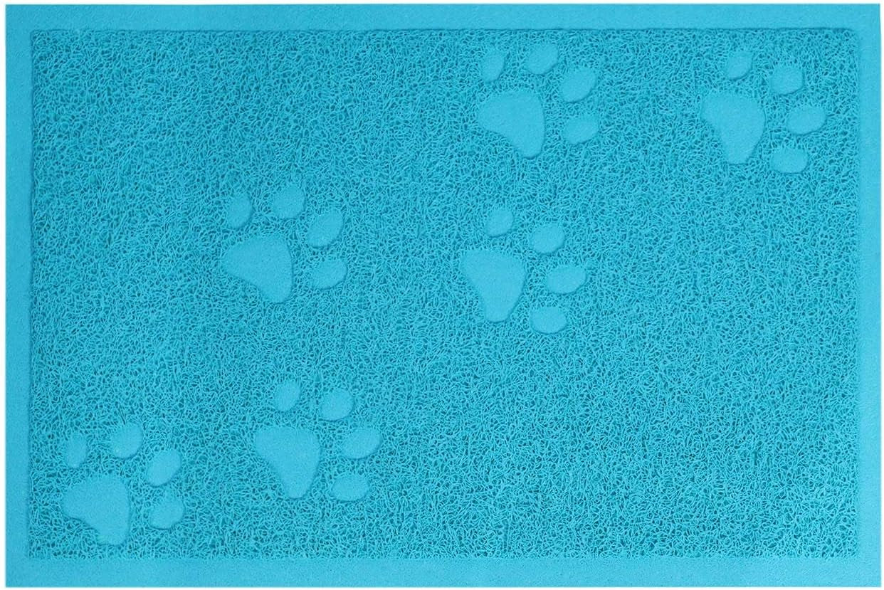 Cat Litter Box Mat for Floor Litter Trapping Mat Non-Slip Backing, Scatter Control, Easy Clean, Water Resistant, Soft on Paws (15.75" X 11.75",Lake Blue)
