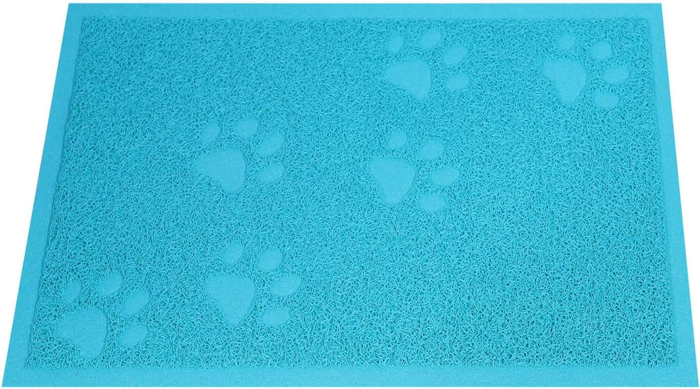 Cat Litter Box Mat for Floor Litter Trapping Mat Non-Slip Backing, Scatter Control, Easy Clean, Water Resistant, Soft on Paws (15.75" X 11.75",Lake Blue)