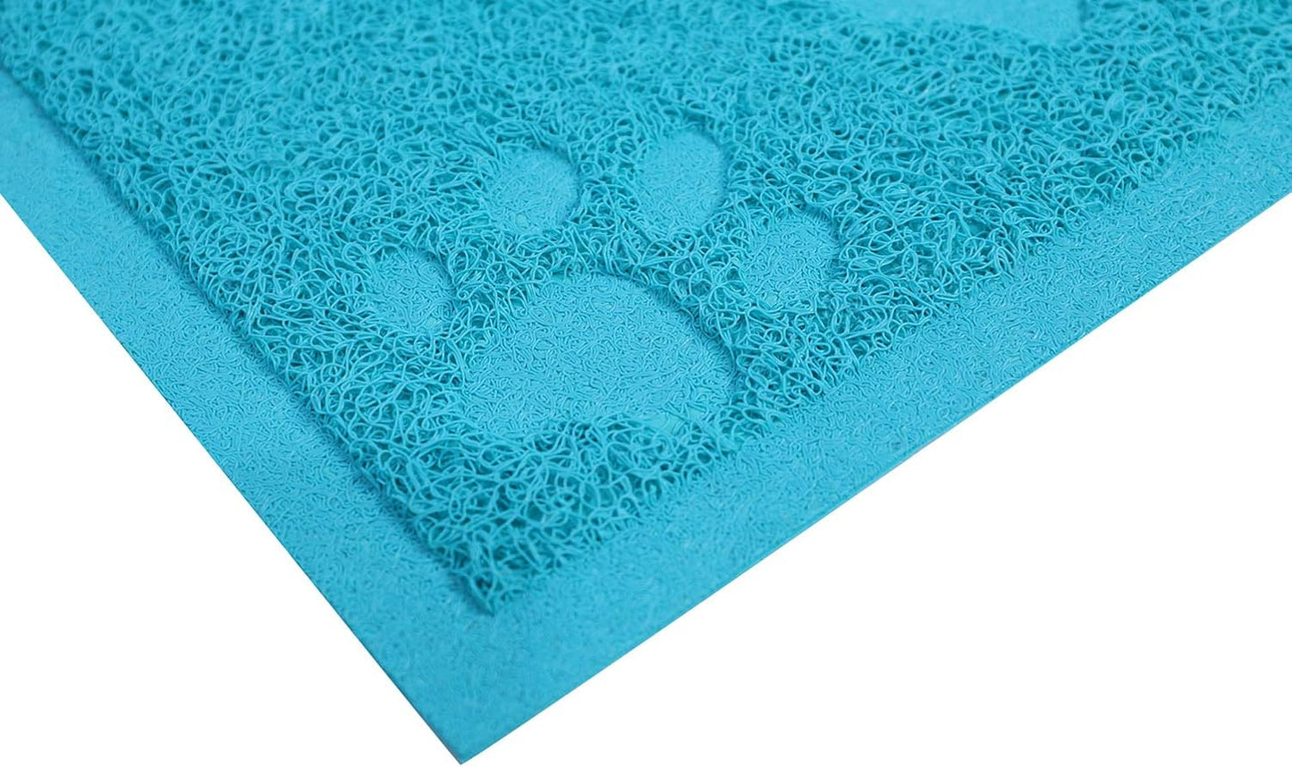 Cat Litter Box Mat for Floor Litter Trapping Mat Non-Slip Backing, Scatter Control, Easy Clean, Water Resistant, Soft on Paws (15.75" X 11.75",Lake Blue)