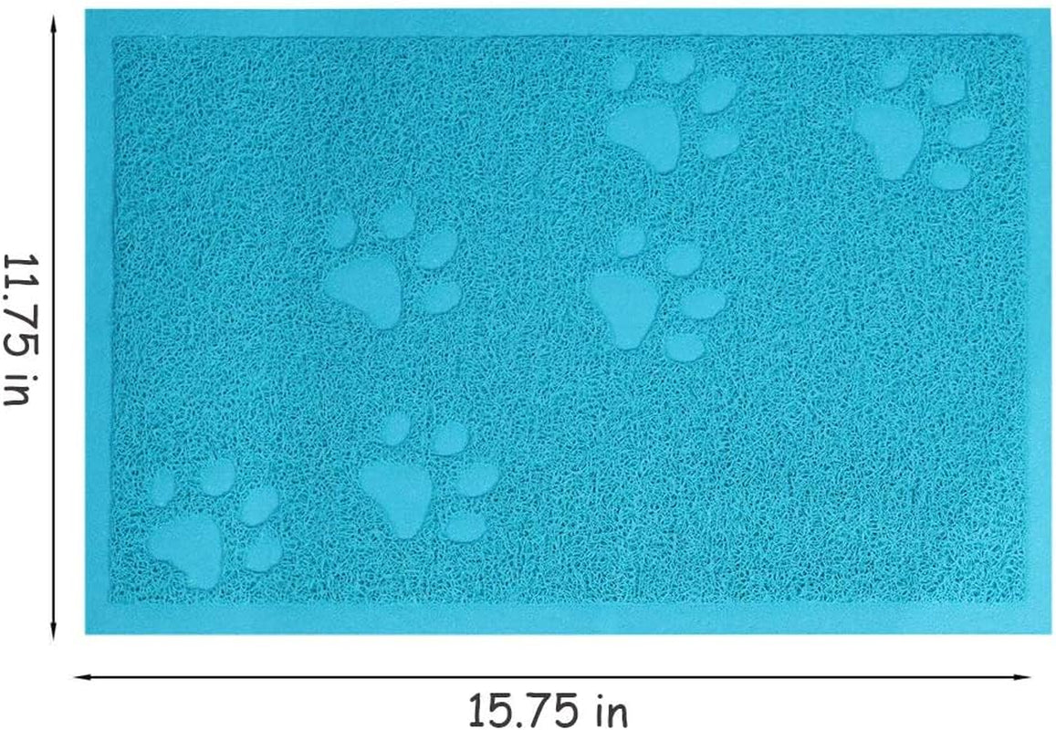 Cat Litter Box Mat for Floor Litter Trapping Mat Non-Slip Backing, Scatter Control, Easy Clean, Water Resistant, Soft on Paws (15.75" X 11.75",Lake Blue)