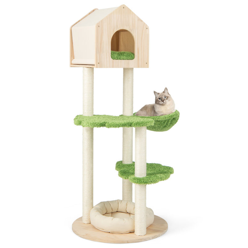 Cat Climbing Stand with Sisal Scratching Posts 55 Inch Tall
