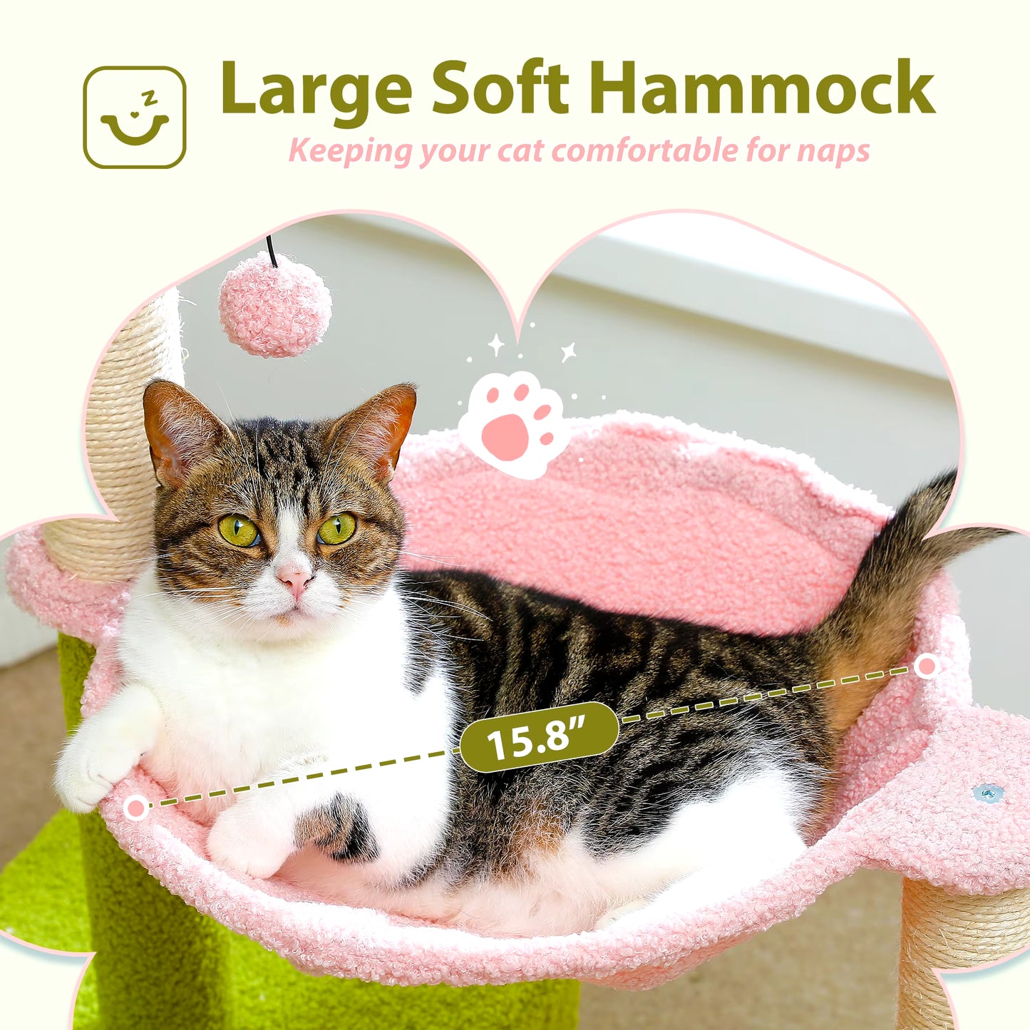 Cat Tree Tower with Hammock and Sisal Scratching Post
