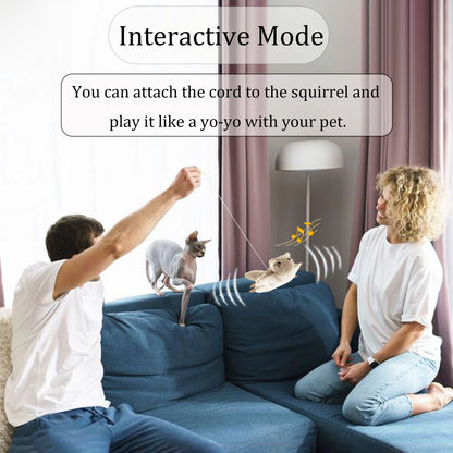 Interactive Cat Toys Flapping Squeaky Mouse Kitten Toy Real Plush Mice Chirp Kitty Toy with 3 Motion Activated Pattern Automatic Cat Catnip Toy for Indoor Cats USB Rechargeable Flying Squirrel