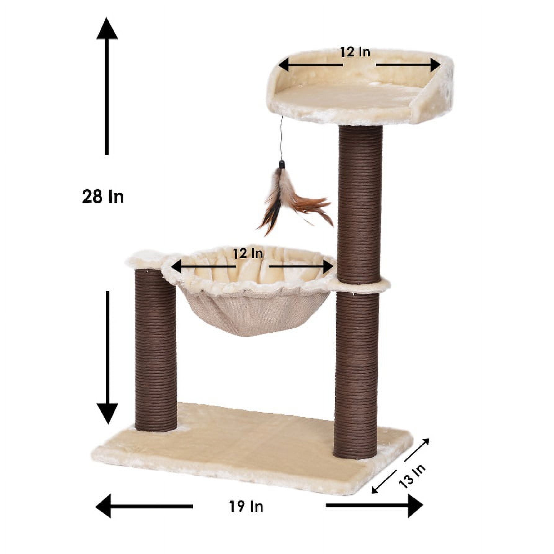 Cat Tree with Hammock Scratching Post Tower 3-Level 28"