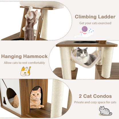 57 Inch Cat Tree Tower Multi-Level Activity Center with Scratching Posts