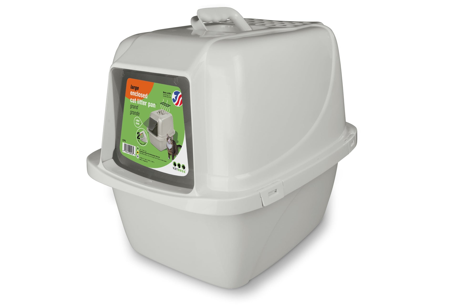 Enclosed Cat Litter Box White, LG