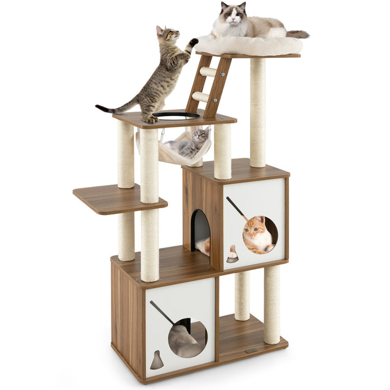 57 Inch Cat Tree Tower Multi-Level Activity Center with Scratching Posts