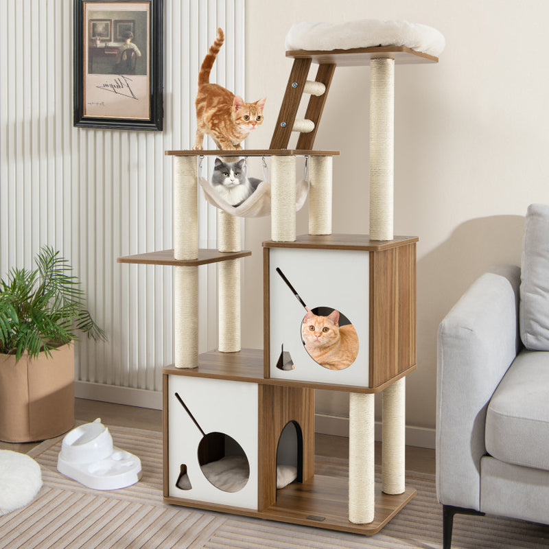 57 Inch Cat Tree Tower Multi-Level Activity Center with Scratching Posts