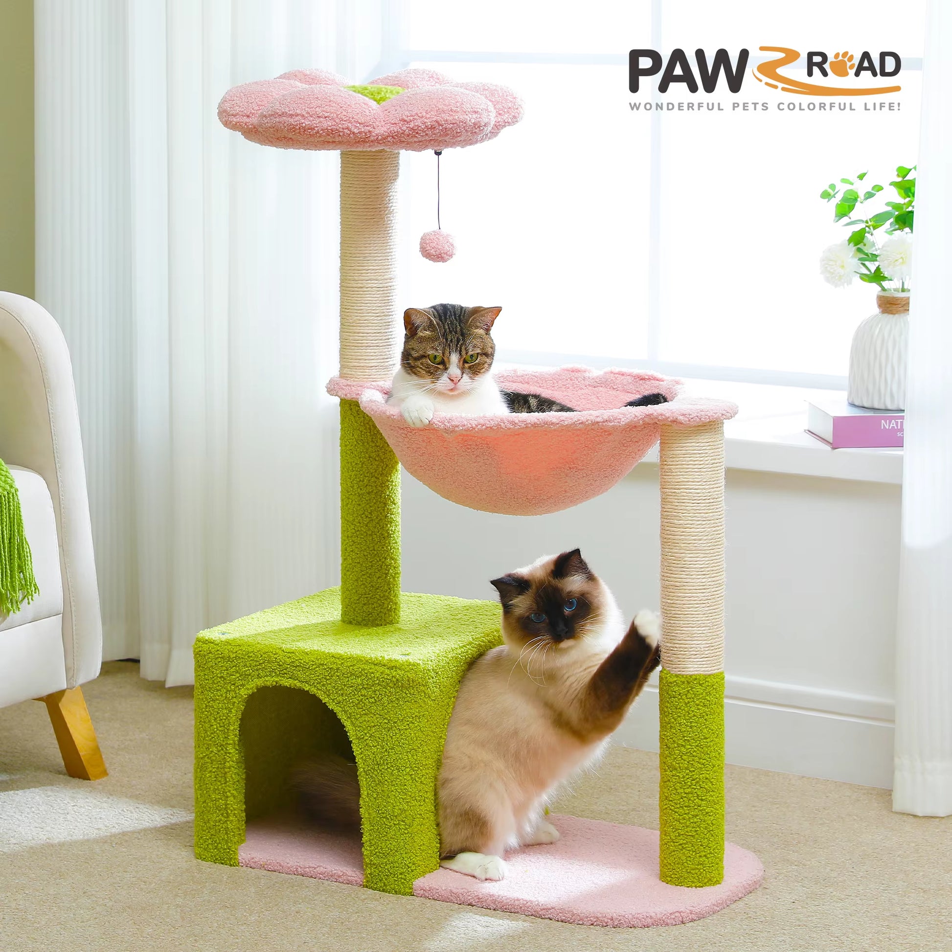 Cat Tree Tower with Hammock and Sisal Scratching Post