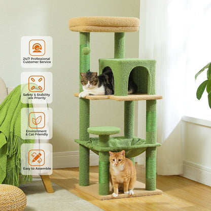 5-Level Cat Tower for Large Cats with Metal Frame Large Hammock Cat Condo with Big Top Perch