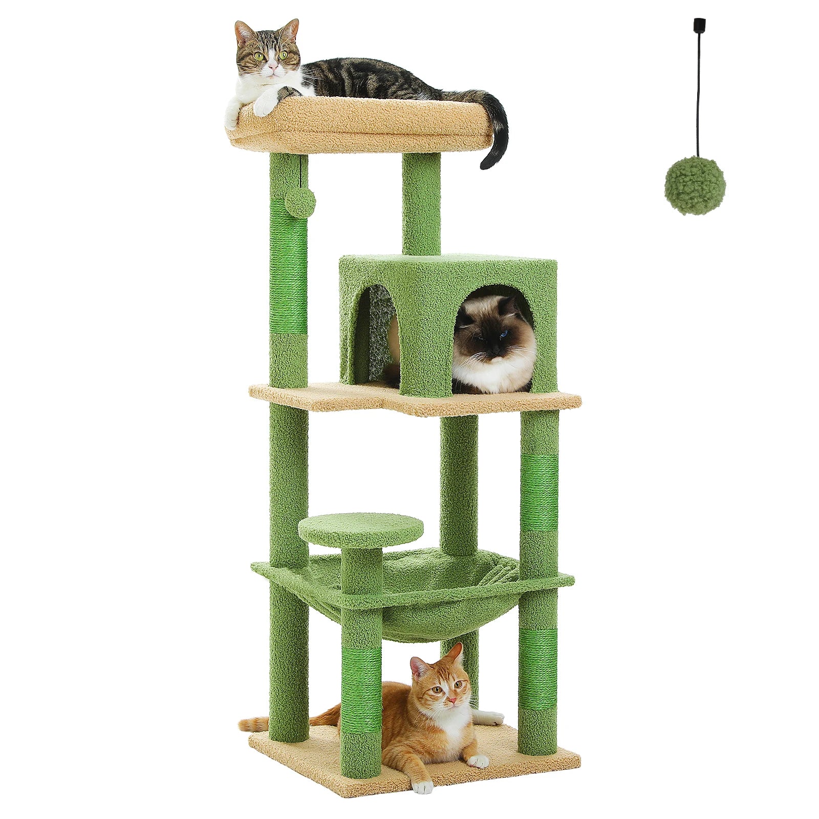 5-Level Cat Tower for Large Cats with Metal Frame Large Hammock Cat Condo with Big Top Perch