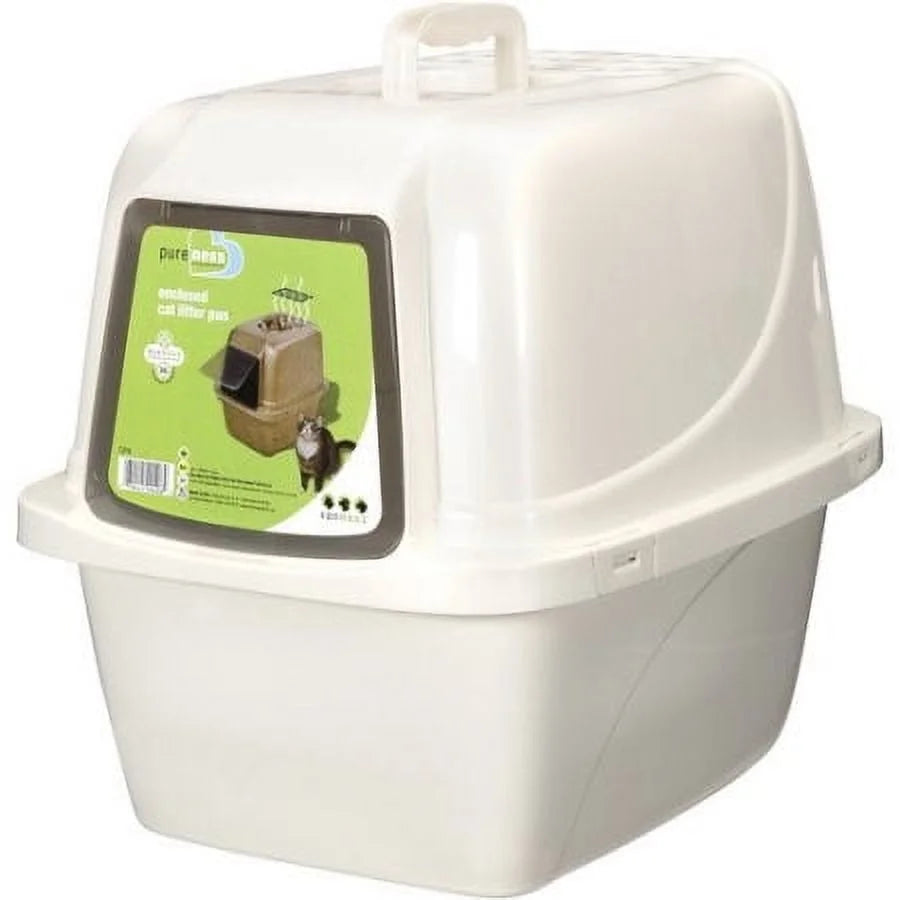 Enclosed Cat Litter Box White, LG