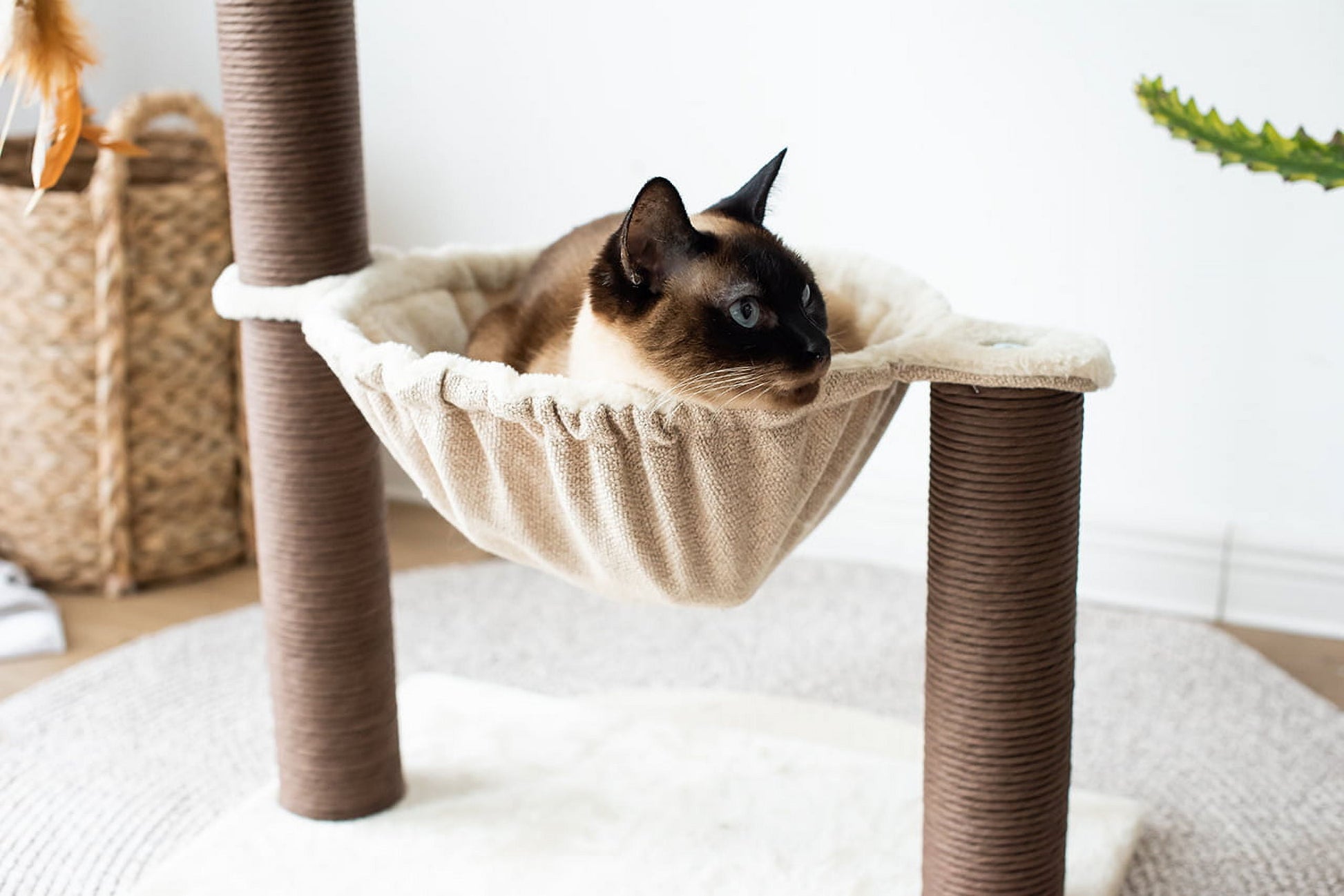 Cat Tree with Hammock Scratching Post Tower 3-Level 28"