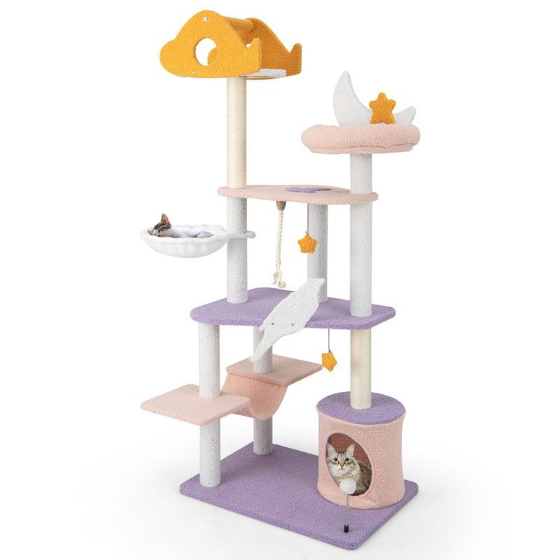 Tall Cat Tree Tower with Sisal Scratching Posts 66"