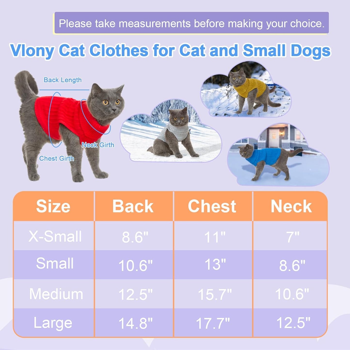 Cat Sweater for Cats Cold Weather Cat Clothes Pullover