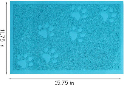 Cat Litter Box Mat for Floor Litter Trapping Mat Non-Slip Backing, Scatter Control, Easy Clean, Water Resistant, Soft on Paws (15.75" X 11.75",Lake Blue)