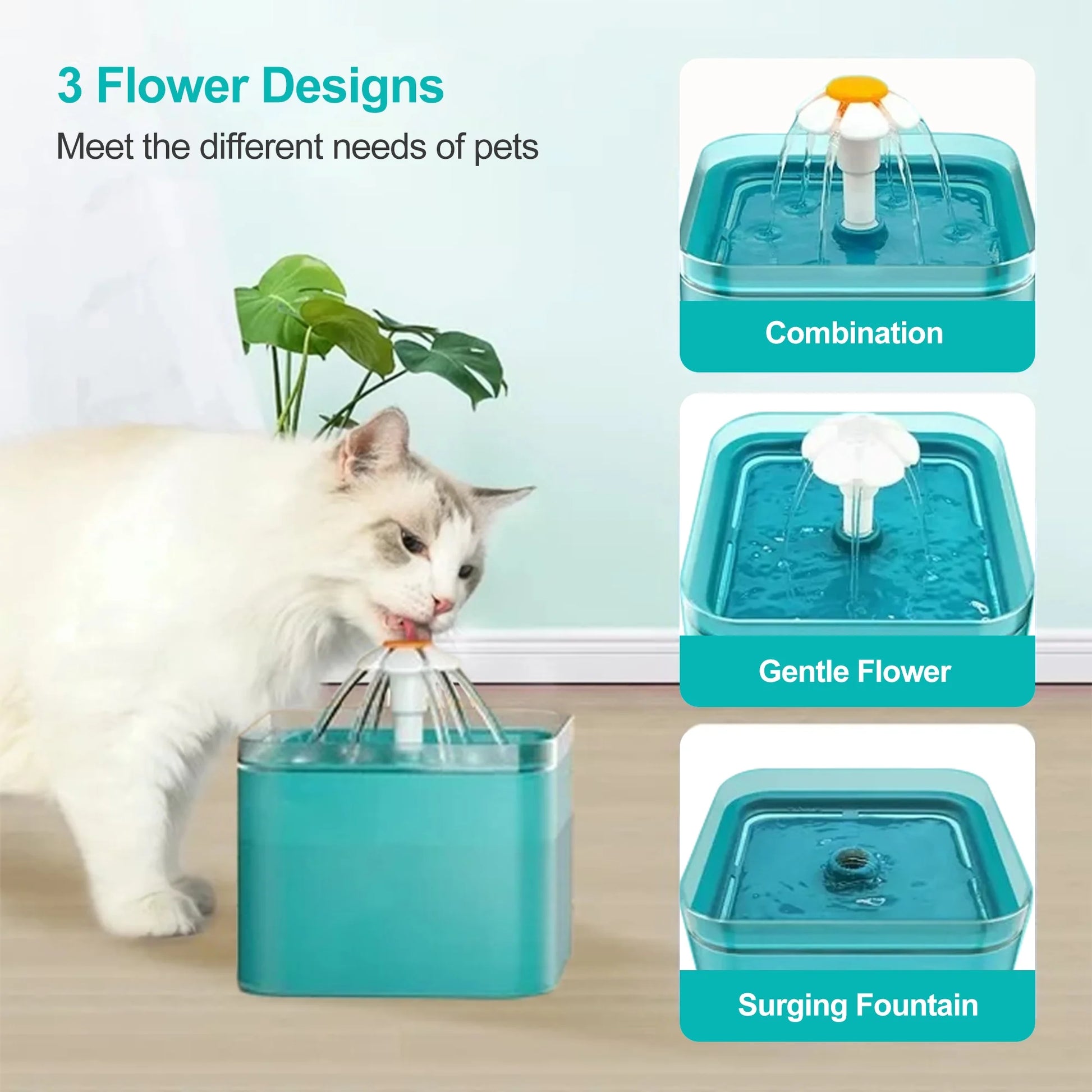 67Oz/2L Automatic Cat Water Fountain-Water Fountains for Cats