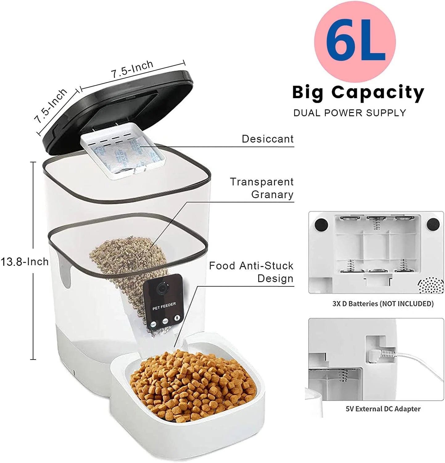 Pet Feeder,6L Automatic Pet Feeder for Cats 