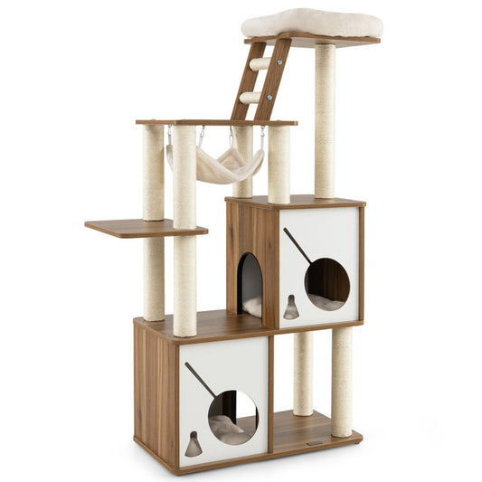 57 Inch Cat Tree Tower Multi-Level Activity Center with Scratching Posts