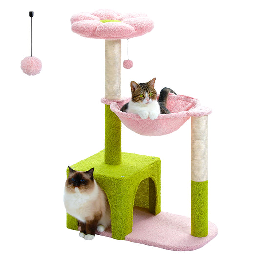 Cat Tree Tower with Hammock and Sisal Scratching Post