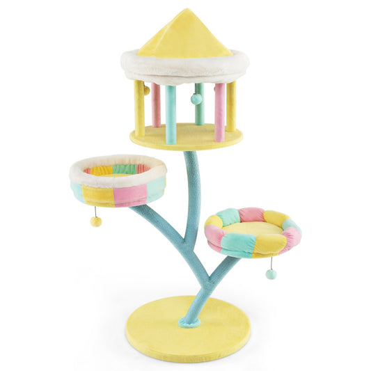 Multi-Layer Cat Tree with 2 Removable Perches Scratching Posts