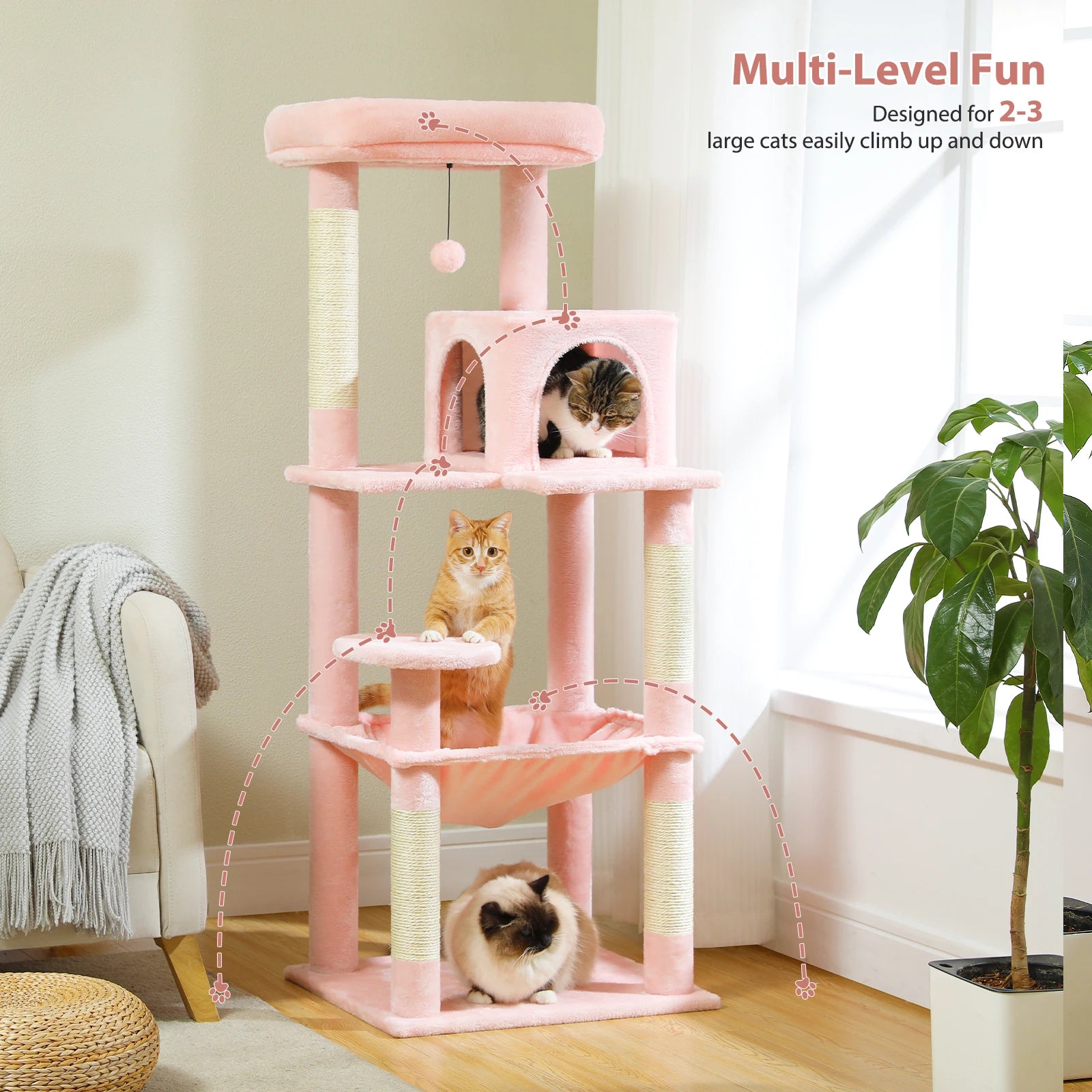 Multi-Level Cat Tower with Large Hammock