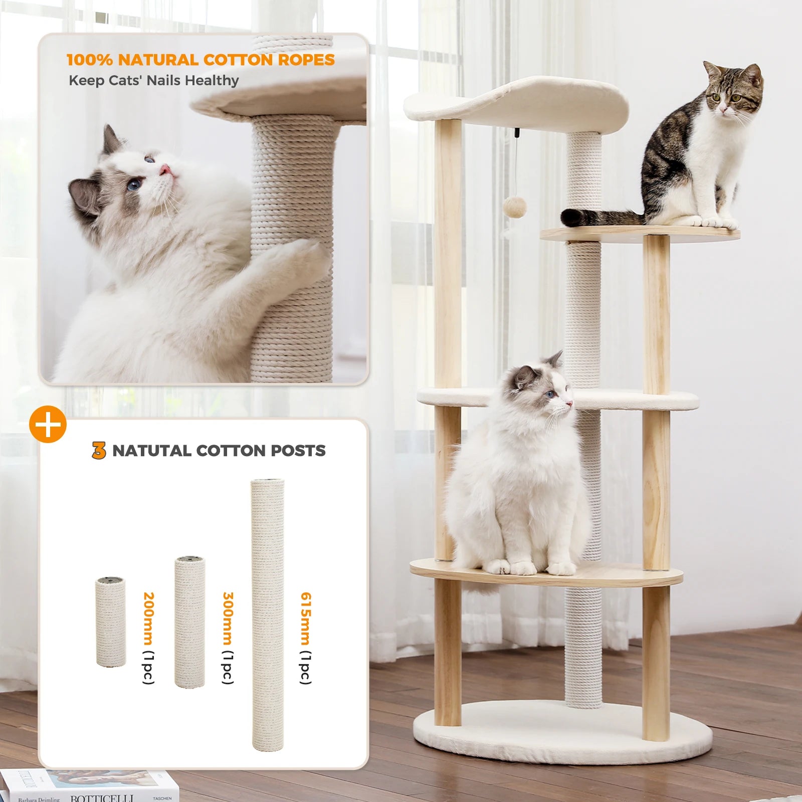 Modern Wooden Cat Tree Tower