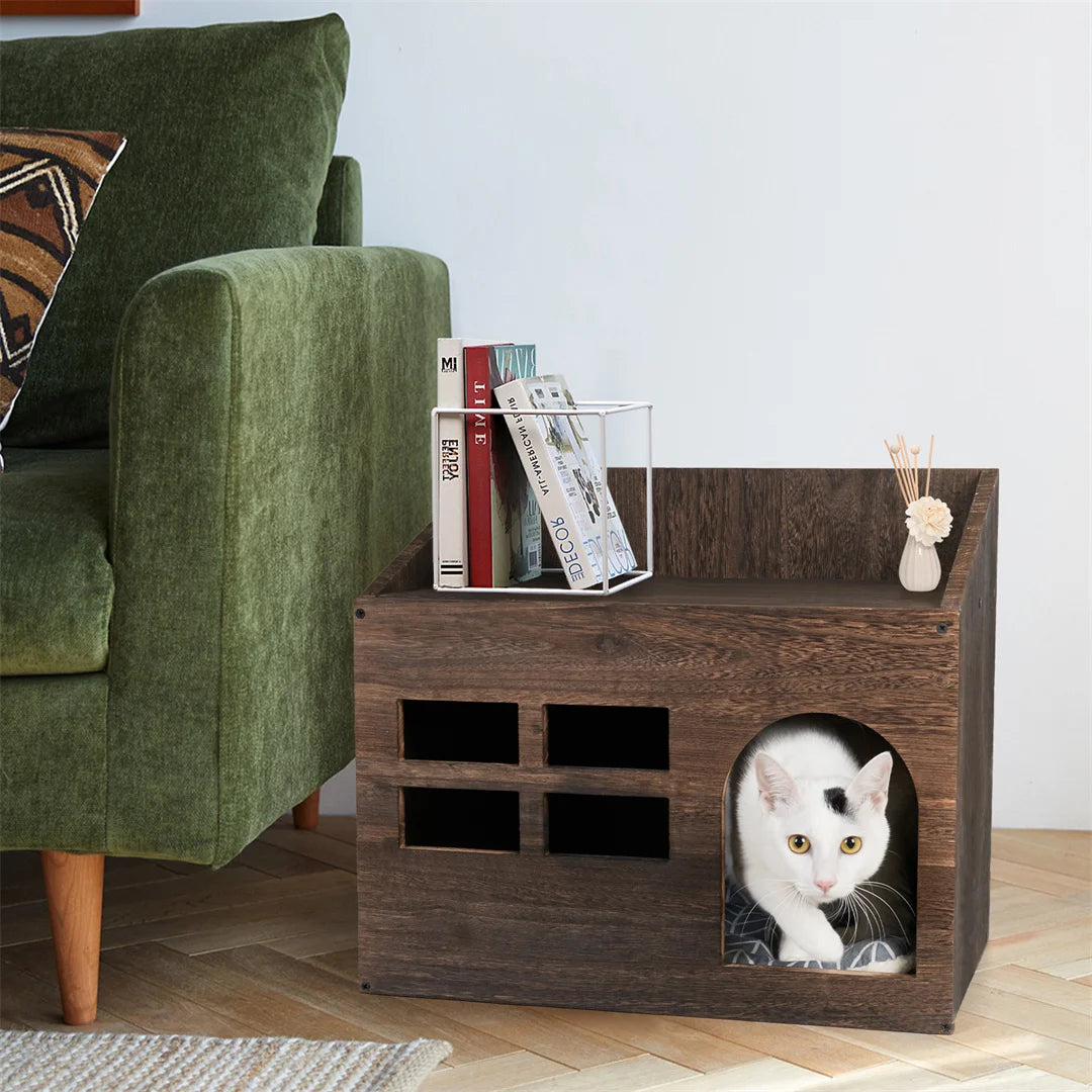 Wooden Cat Cave Bed Furniture