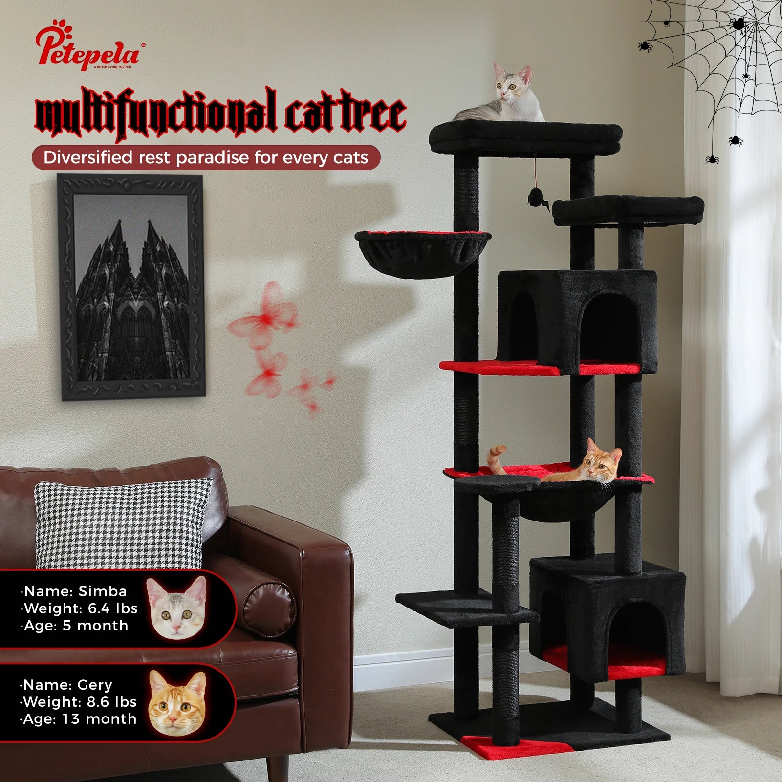 Tall Cat Tree with Large Hammock