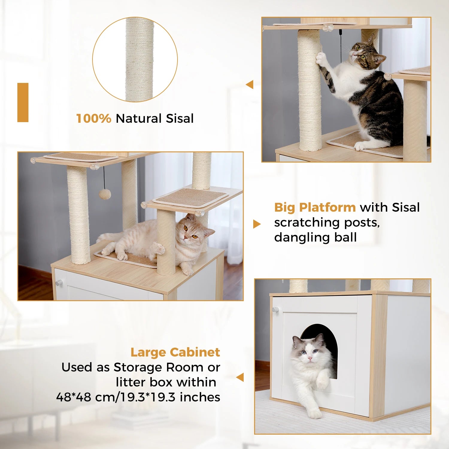 Cat Tree with Litter Box Enclosure