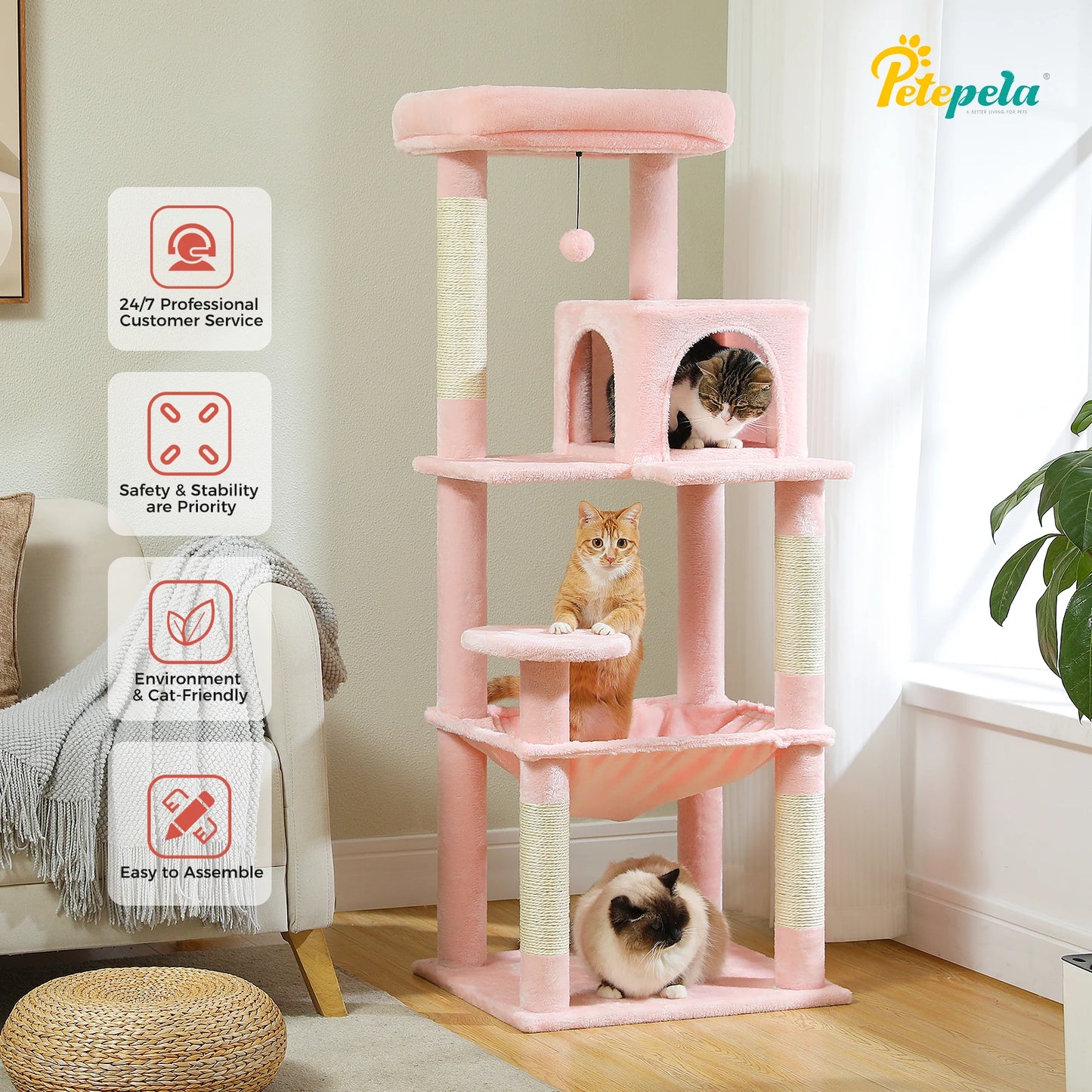 Multi-Level Cat Tower with Large Hammock