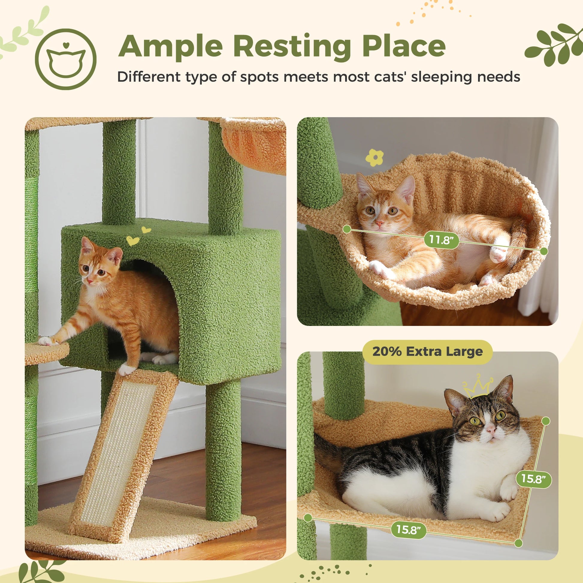 Adjustable Cat Tower With Scratching Posts