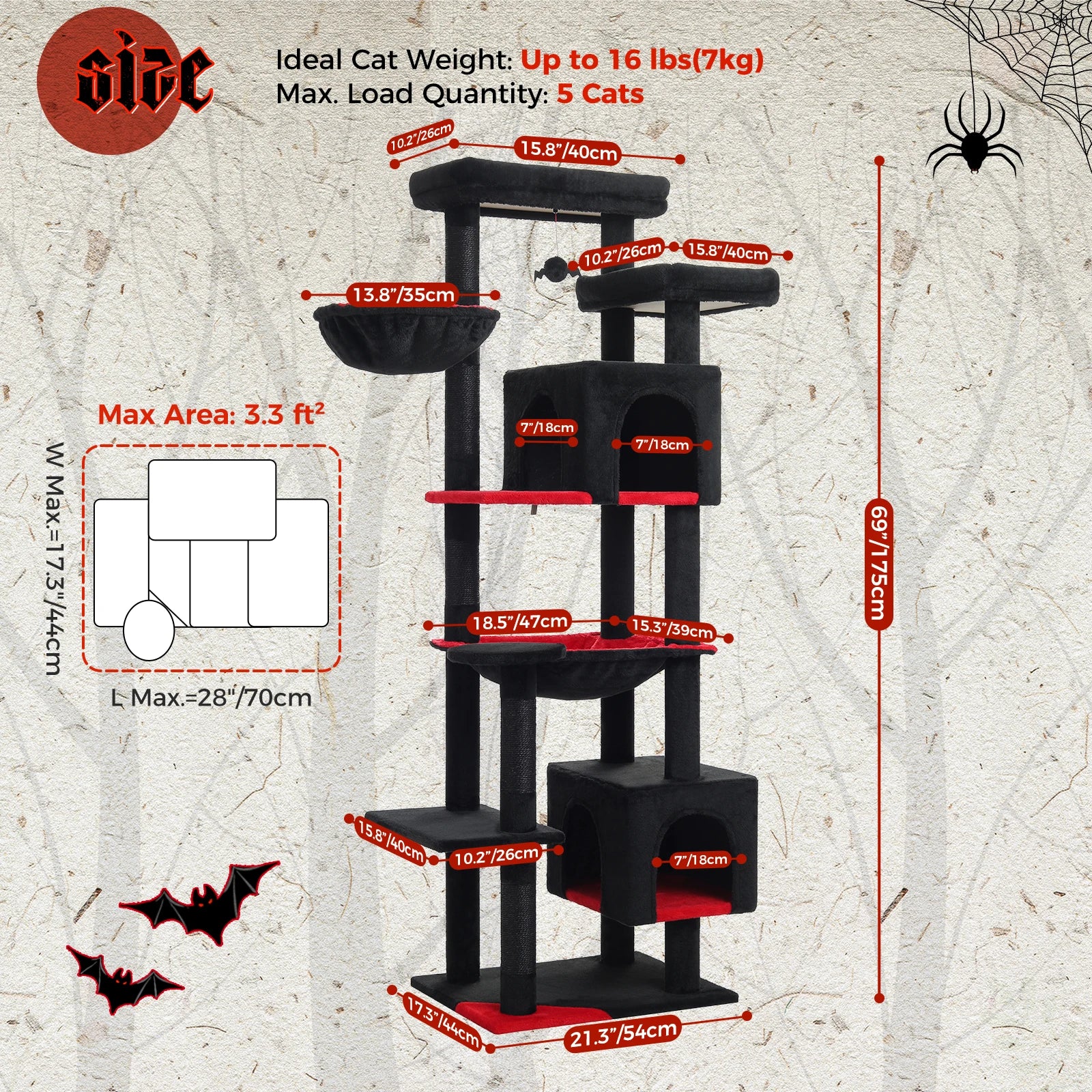 Tall Cat Tree with Large Hammock