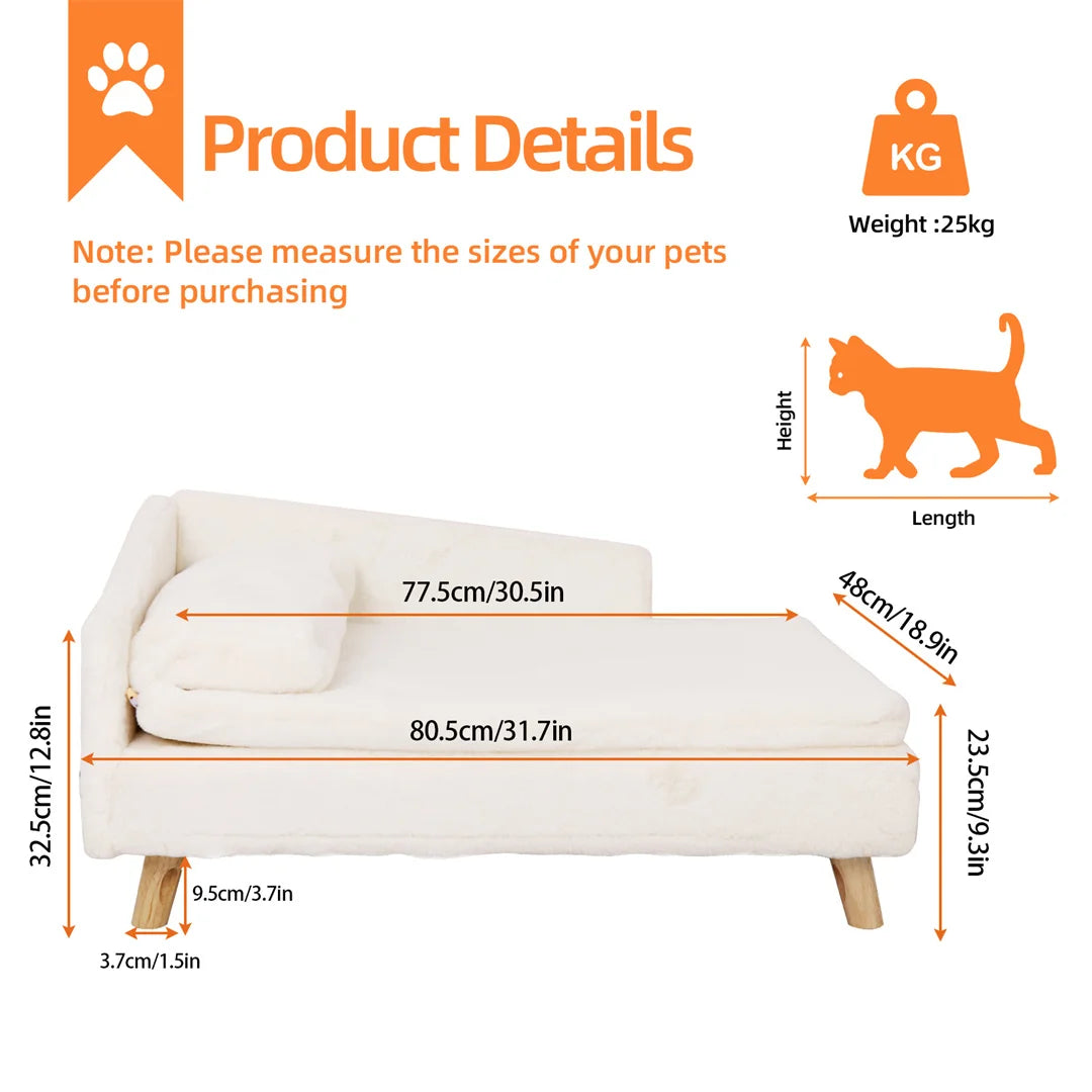 Cat Sofa Bed Cushion with Rubber Wooden Legs