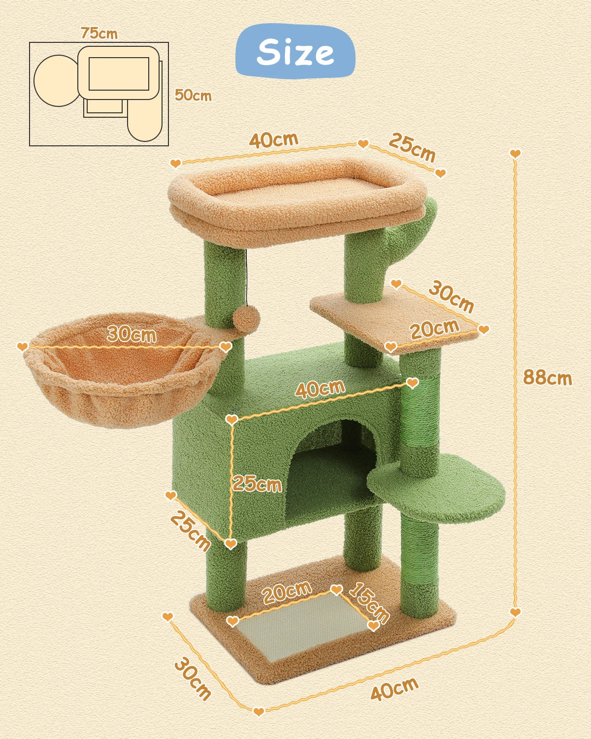 Cat Tree with Large Hammock Cat and Scratching Post