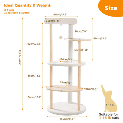 Modern Wooden Cat Tree Tower