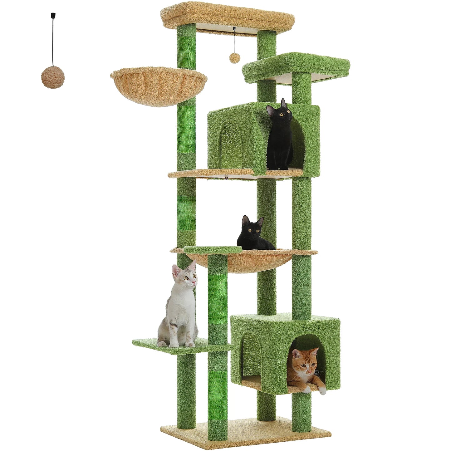 Large Cat Tree, Multi-Level Plush Cat Condo with Scratching Posts