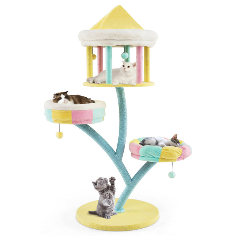 Multi-Layer Cat Tree with 2 Removable Perches Scratching Posts