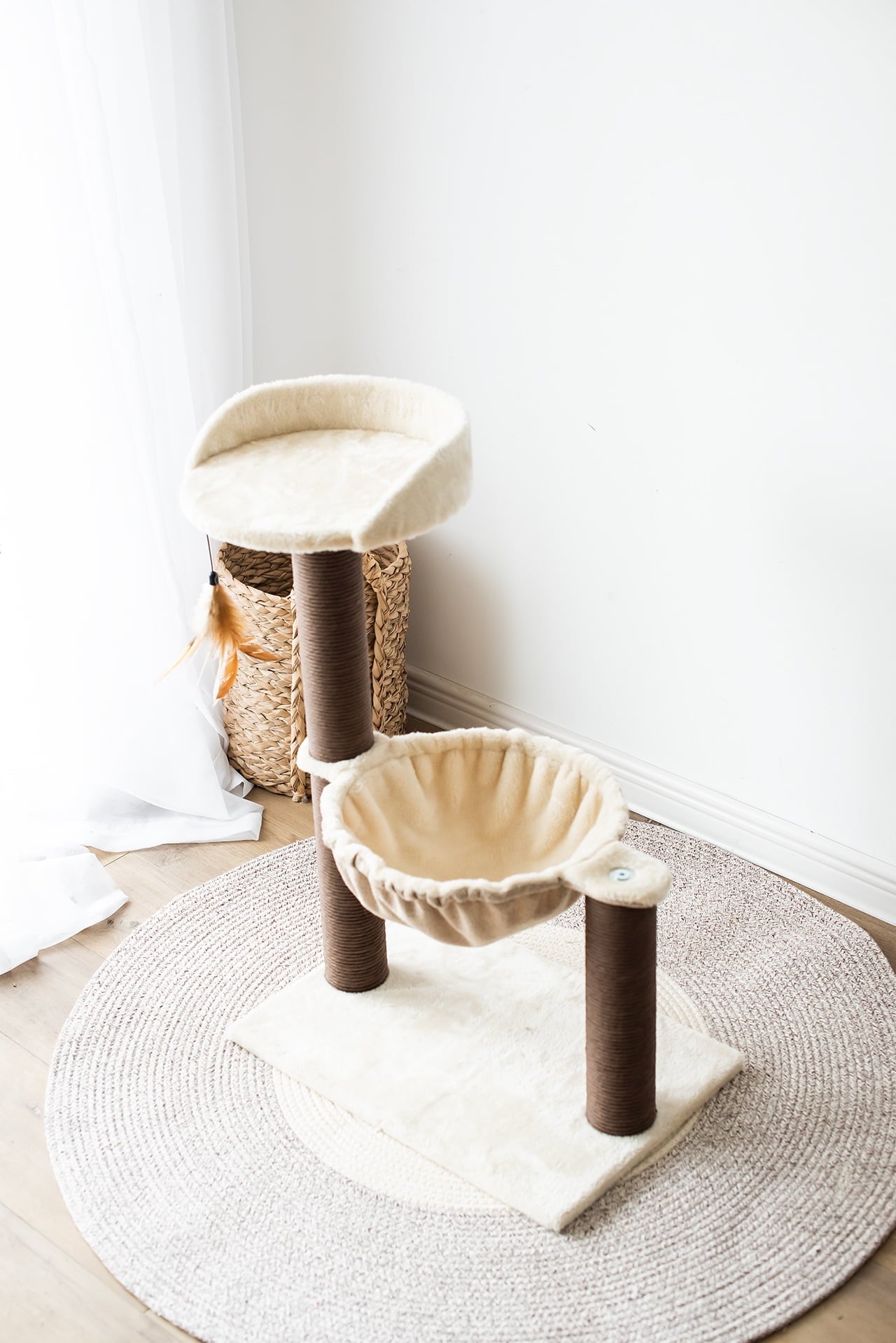 Cat Tree with Hammock Scratching Post Tower 3-Level 28"