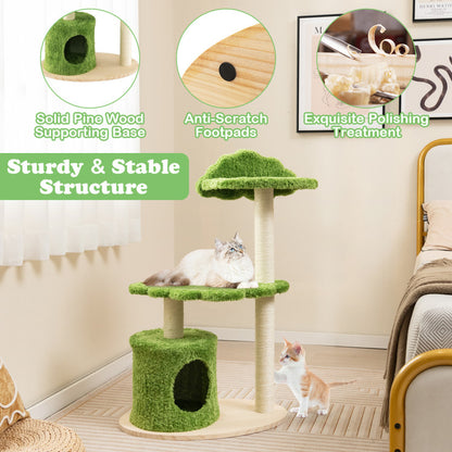 38 Inch Cute Cat Tree for Indoor Cats with Fully Wrapped Sisal Scratching Posts