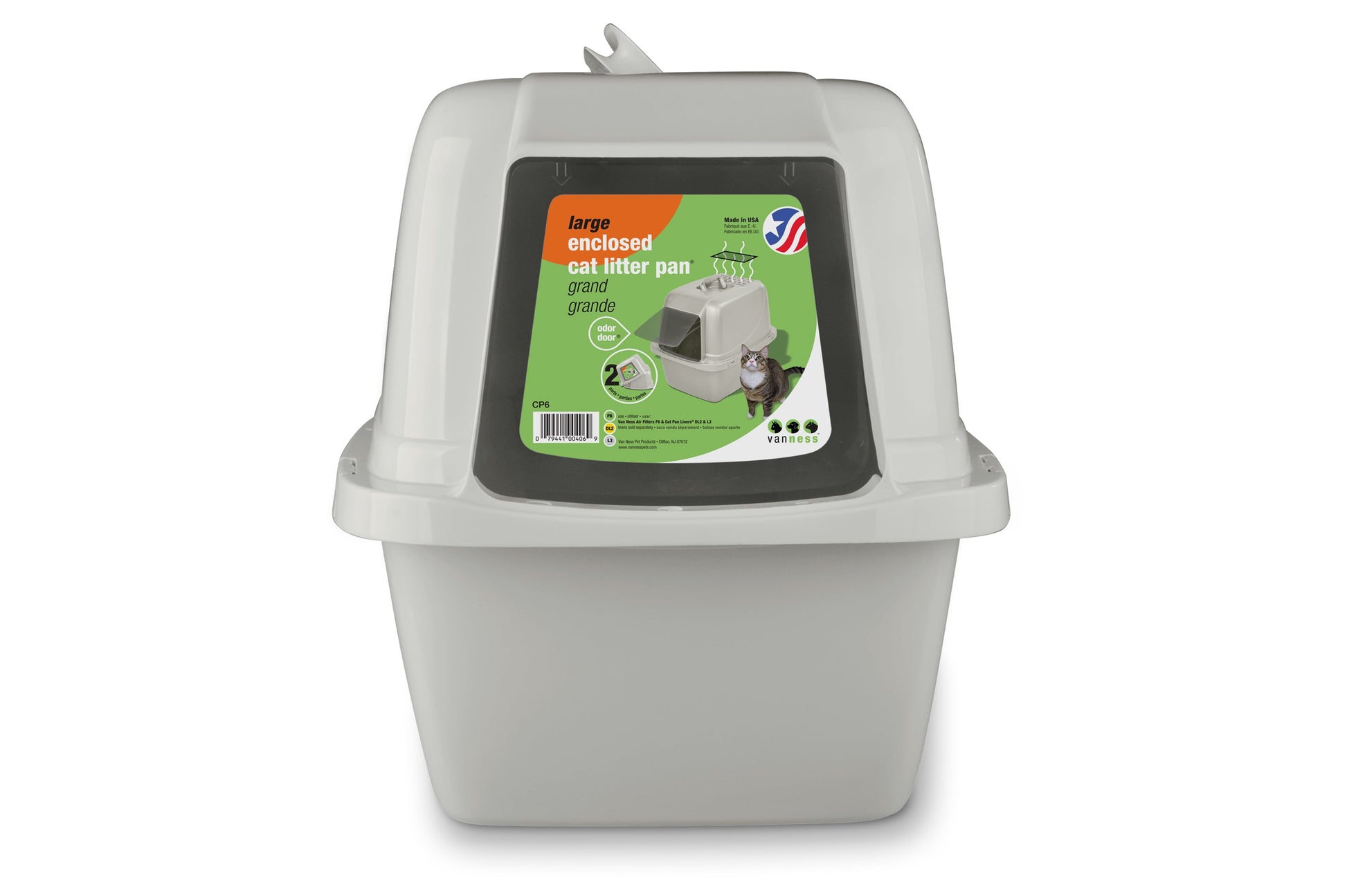 Enclosed Cat Litter Box White, LG