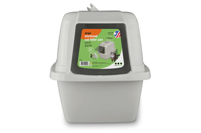 Enclosed Cat Litter Box White, LG