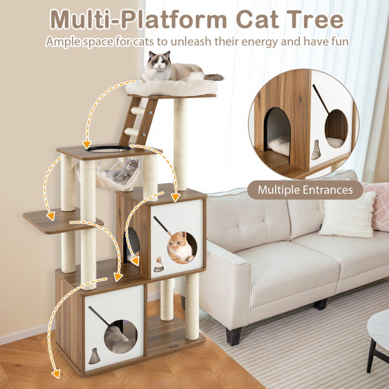 57 Inch Cat Tree Tower Multi-Level Activity Center with Scratching Posts