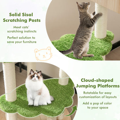 Cat Climbing Stand with Sisal Scratching Posts 55 Inch Tall 