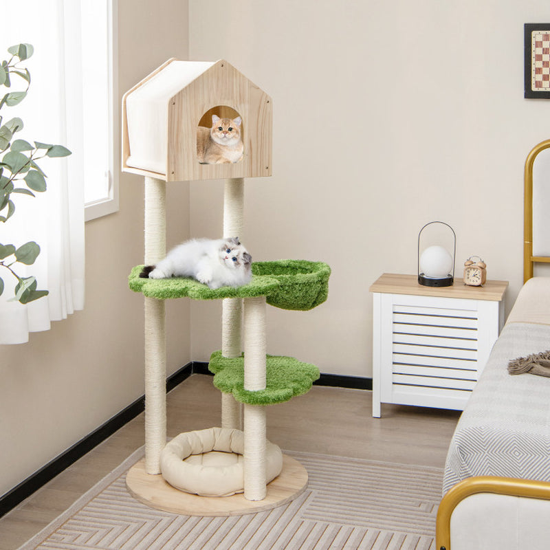 Cat Climbing Stand with Sisal Scratching Posts 55 Inch Tall 