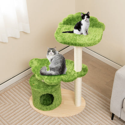 38 Inch Cute Cat Tree for Indoor Cats with Fully Wrapped Sisal Scratching Posts