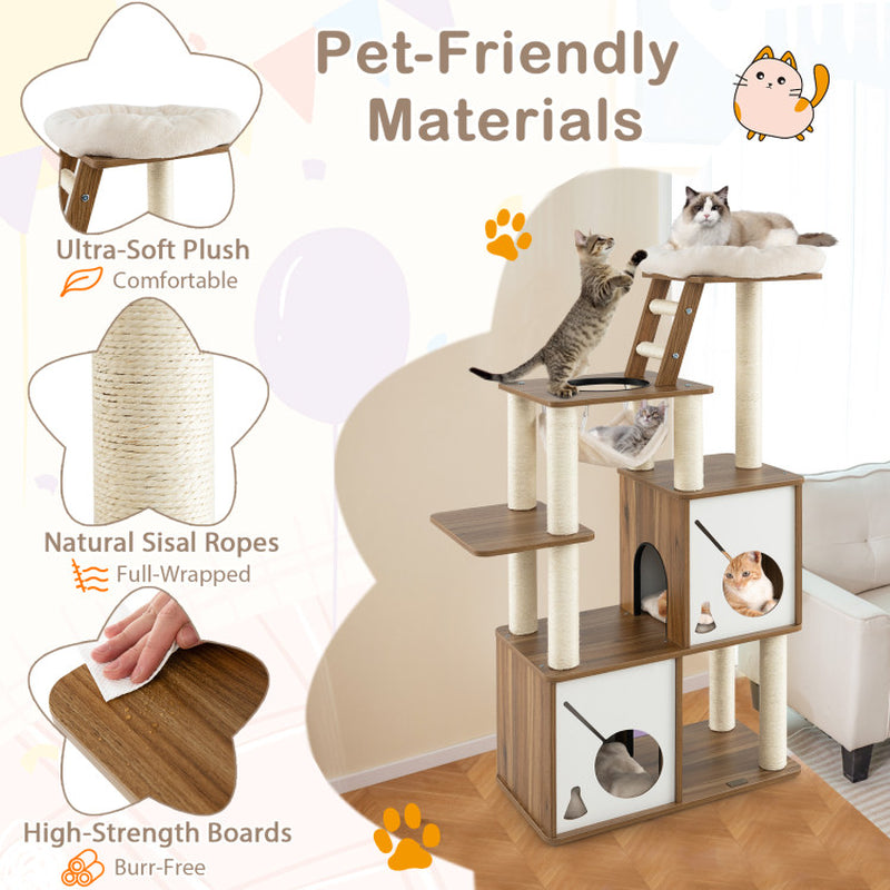 57 Inch Cat Tree Tower Multi-Level Activity Center with Scratching Posts