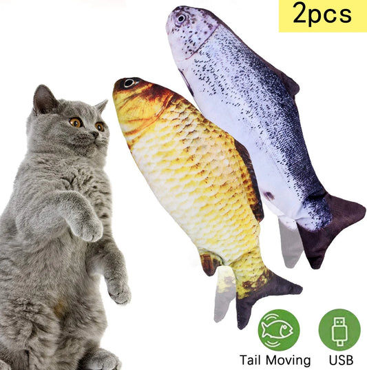 Electric Moving Wagging Fish Cats Toy Realistic Flopping, Interactive Motion Kitten Toy, Plush Interactive Cat Toys Fun Toy for Cat Exercise