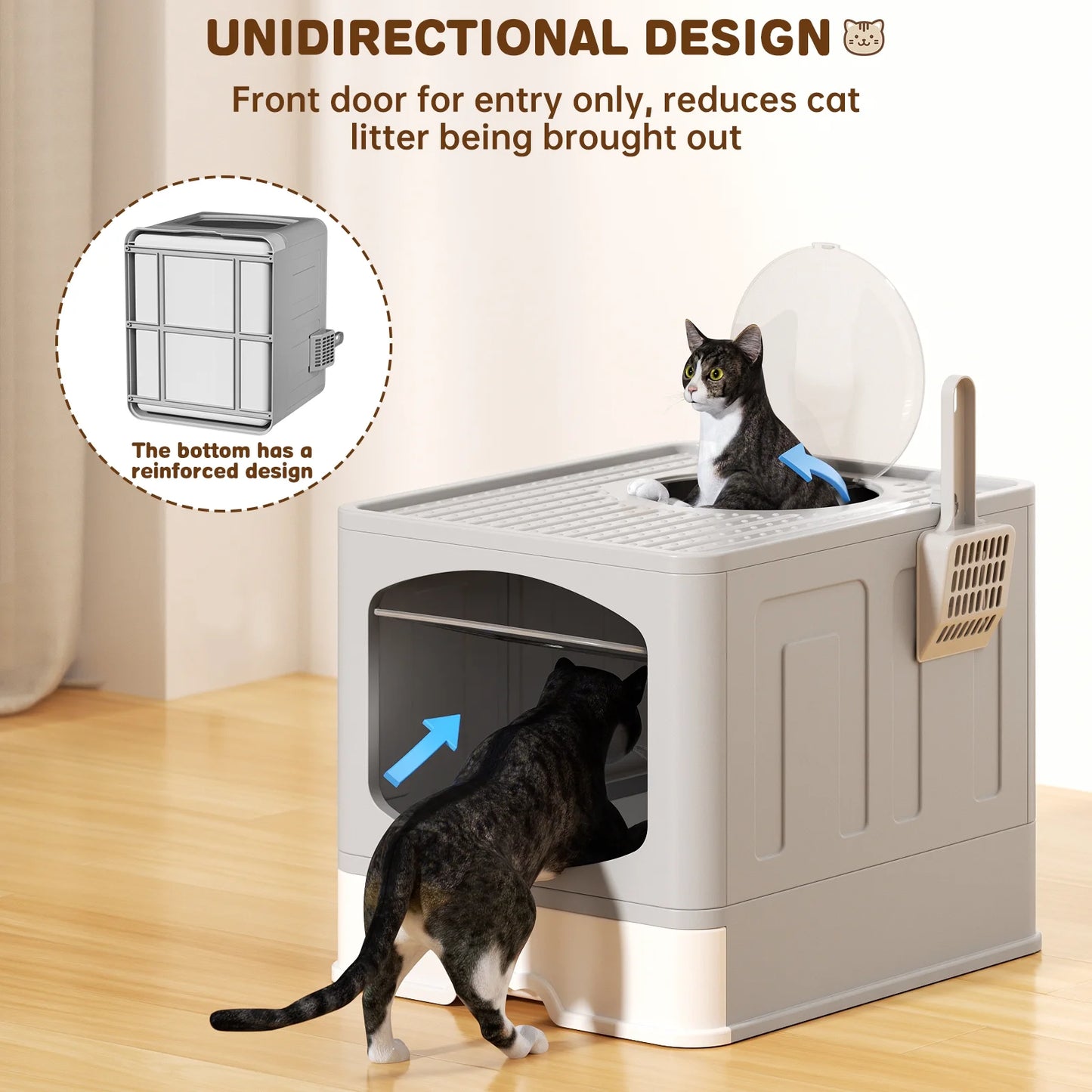 Extra Large Foldable Anti-Splashing Cat Litter Box with Litter Scoop